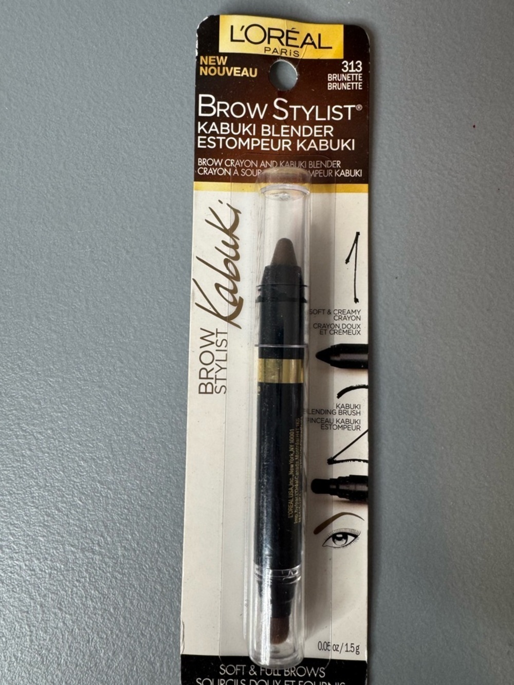L'Oreal Brow Stylist Kabuki Blender in 313 brunette soft creamy blending brush